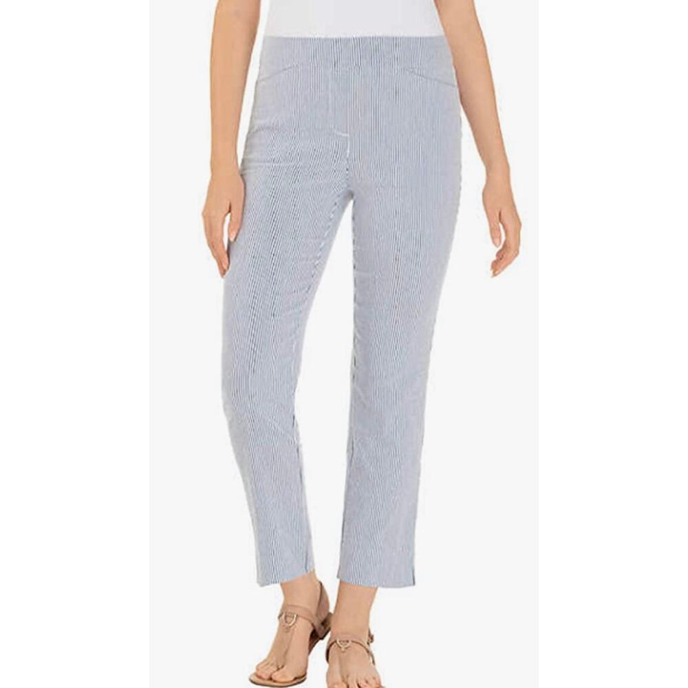 New Hilary Radley Cotton Seer Sucker Ankle Pants NWT Summer Blue White Striped